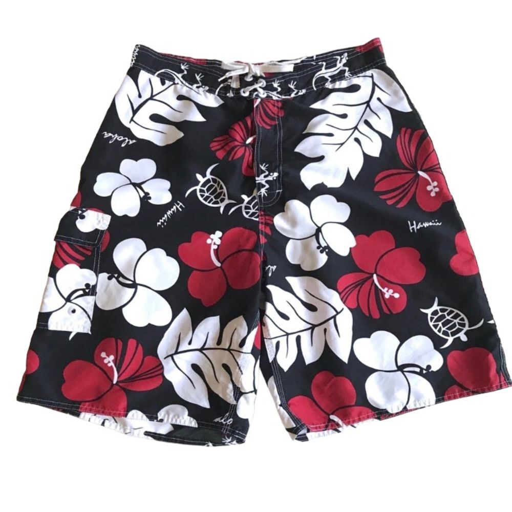 Hawaii Sea Turtle Gecko Boardshorts Aloha Sz 36
